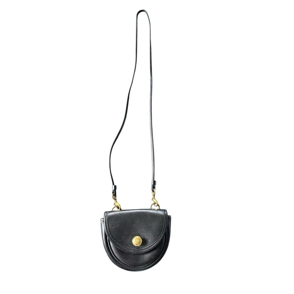 vintage Coach Black Leather Mini Crossbody Bag & wallet SET